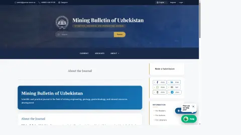 Jurnal haqida sahifasi — Mining Bulletin of Uzbekistan — jurnal sayti