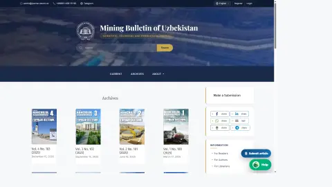 Arxiv sahifasi (100+ son) — Mining Bulletin of Uzbekistan — jurnal sayti