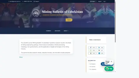 Mining Bulletin of Uzbekistan — jurnal sayti